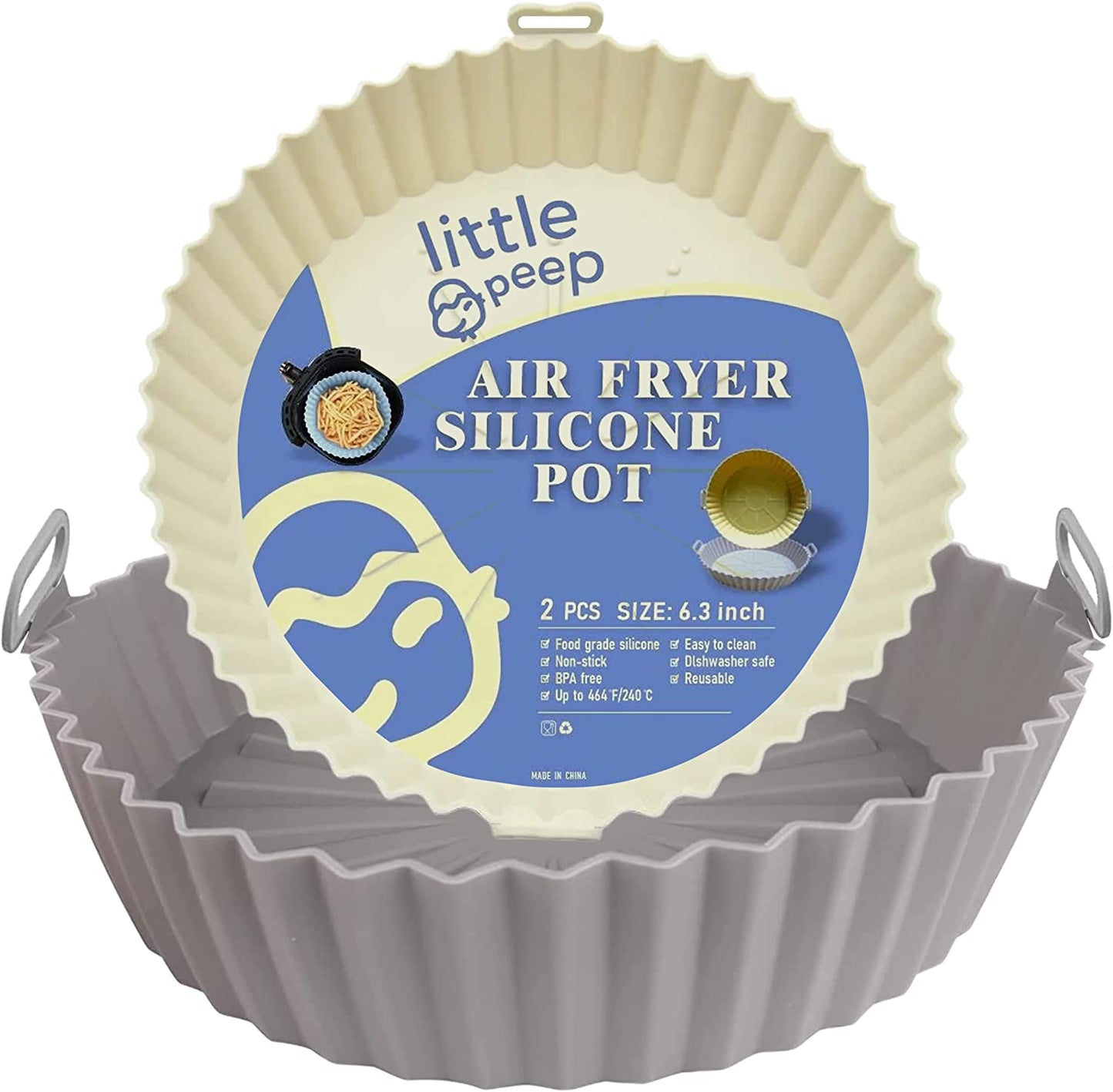 LittlePeep Air Fryer Silicone Pot, 2 Pack Reusable