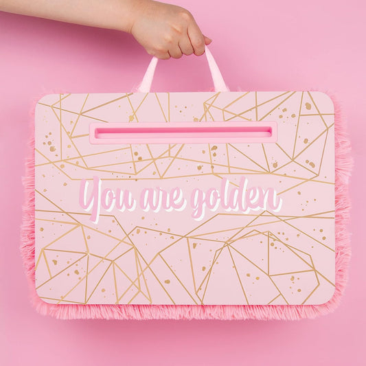 Three Cheers for Girls - Pink & Gold Deluxe Fur Lap Desk