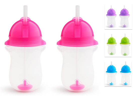 Munchkin Click Lock Tip & Sip Weighted Straw Cup 296ml / 10Oz, (Pack of 2)