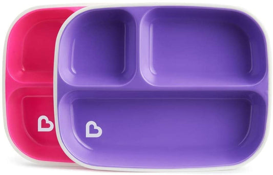 Munchkin Splash Kids 2 Divided Plates (6+ months) BPA Free - Pink/Purple
