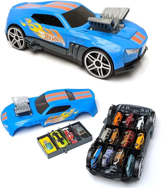 Hot Wheels 2in1 Race N' Haul free wheel Car Storage case with Retractable Handle - Stores up to 15 cars (cars not included)