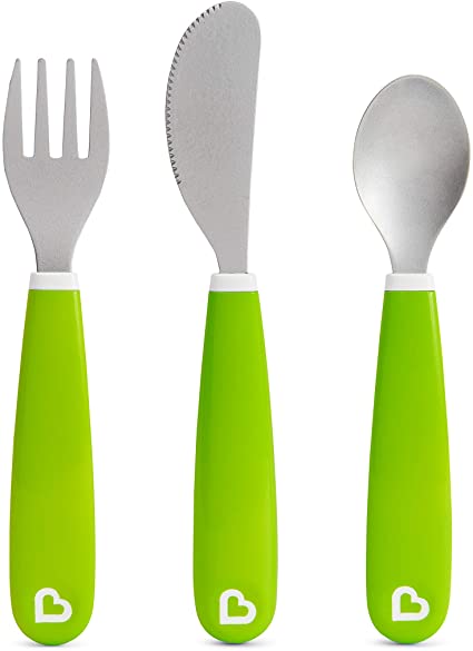 Munchkin Splash Toddler Cutlery Set (Fork, Knife & Spoon), Green