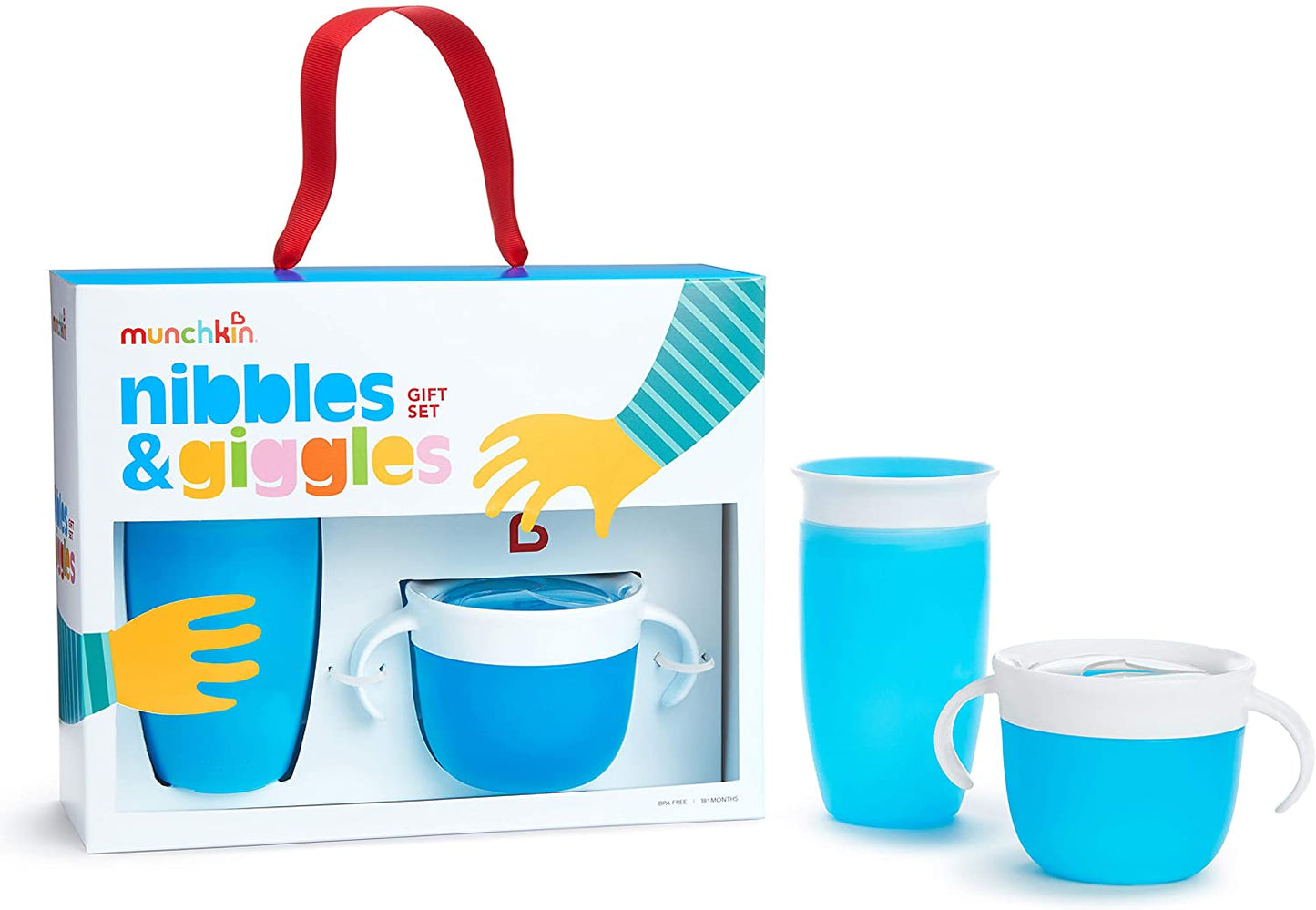 Munchkin Nibbles and Giggles Toddler Gift Set, Includes 10oz Miracle 360 Cup and Snack Catcher - Blue