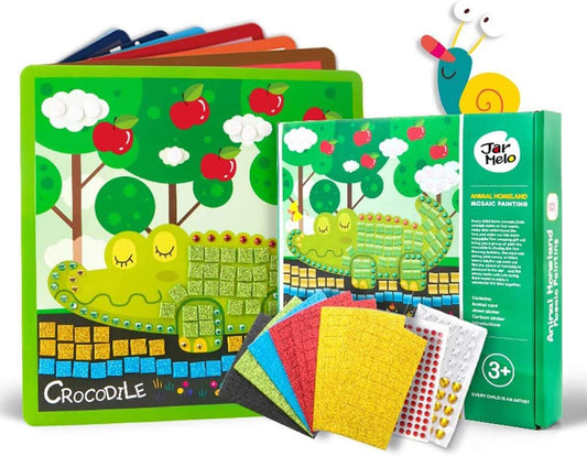 Sunerly Mosaics Craft Kit for Kids DIY Animal Homeland Mosaic Painting Shimmer and Shine Sparkle Mosaics