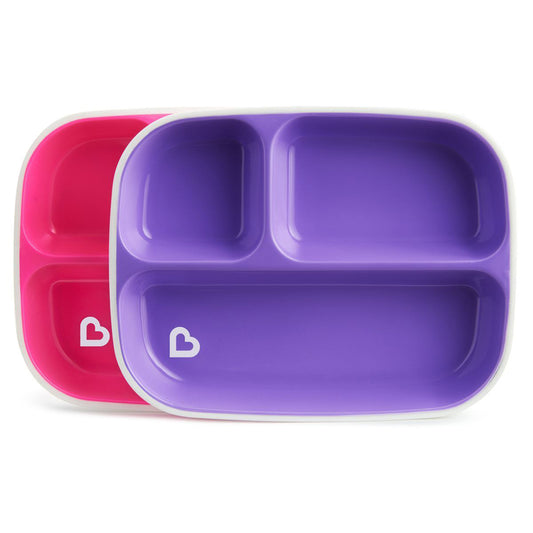 Munchkin Splash Kids 2 Divided Plates (6+ months) BPA Free - Pink/Purple