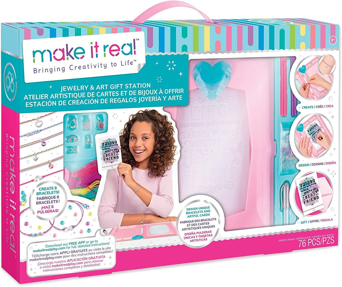 Make It Real Friendship Bracelet Making Kit & Stationery Set for Girl